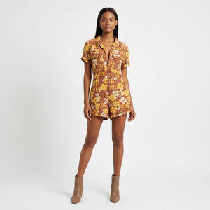 Urban Outfitters Redhook Linen Coverall Aloha Romper - Medium
